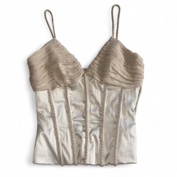 Mandalay Y2K silk cream beige corset top